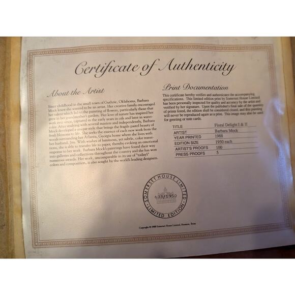 Barbara Mock Authentic Print Art in Beautiful Wooden Sculpted Frame - Picture 6 of 12